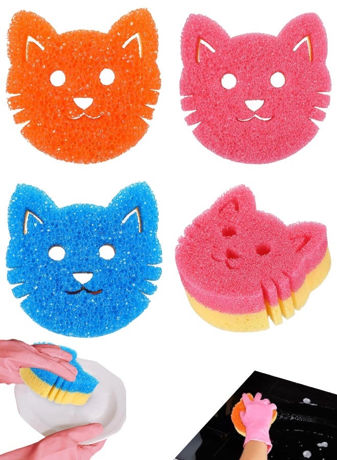 3 PCS Dual Sided Scrub Sponge Multi Functional Cute Temperature Sensitive Non Scratch Dish Sponge For Washing Dishes Kitchen Bathroom - Image 1